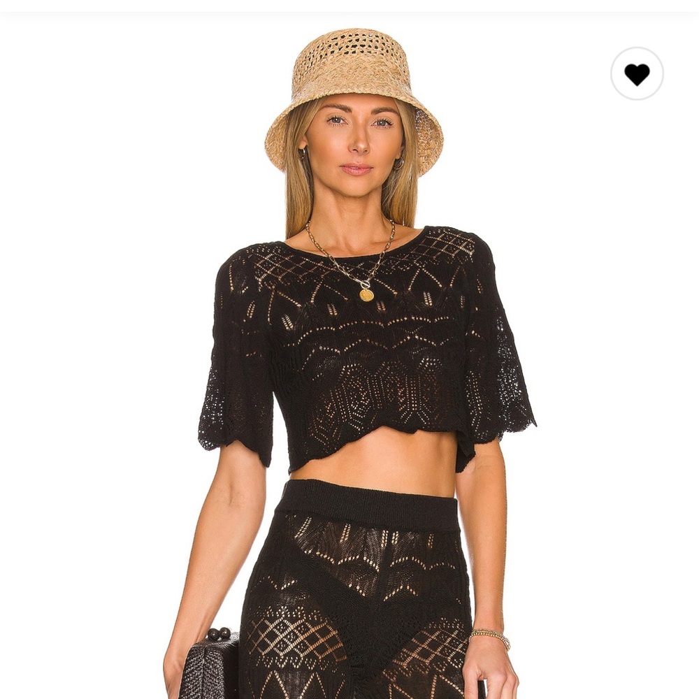 House of Harlow 1960 Black Knit Crop Top and Skirt